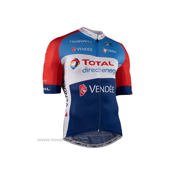 2021 Maillot Cyclisme Direct Energie Bleu Rouge Blanc Manches Courtes et Cuissard